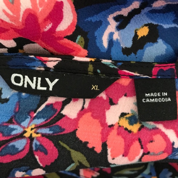ONLY Floral Long Sleeve Top Blouse XL Blue Pink Green Patterned - Picture 11 of 14